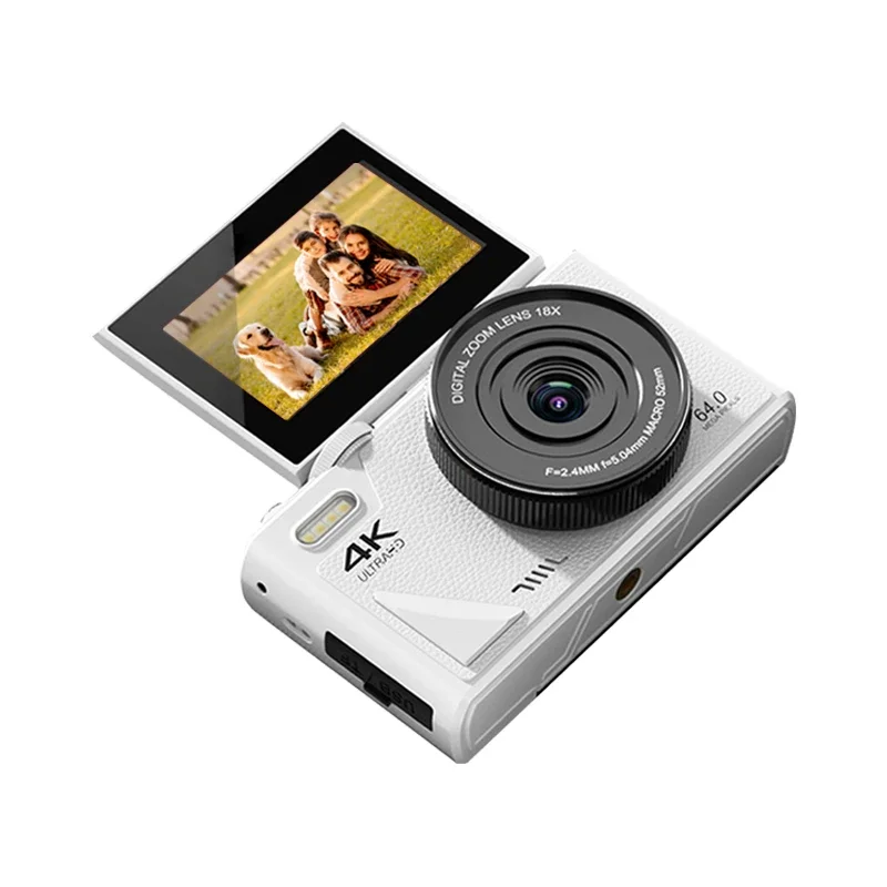 

4K Kids Camera 64MP 18X Zoom Compact Point and Shoot Digital Camera with SD Card for Photography