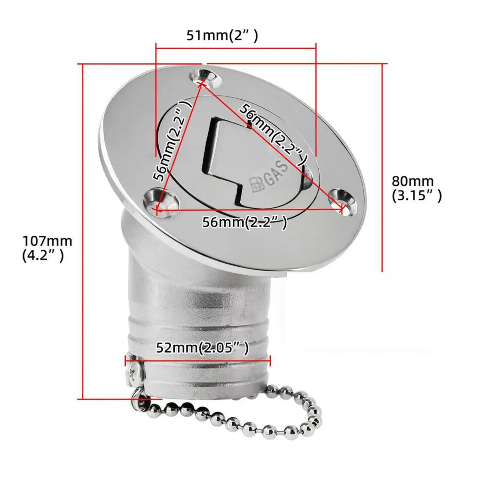 

Practical Marine Deck Filler Cap Stainless Steel Easy Install Filler Port for Rvs Yacht Ships