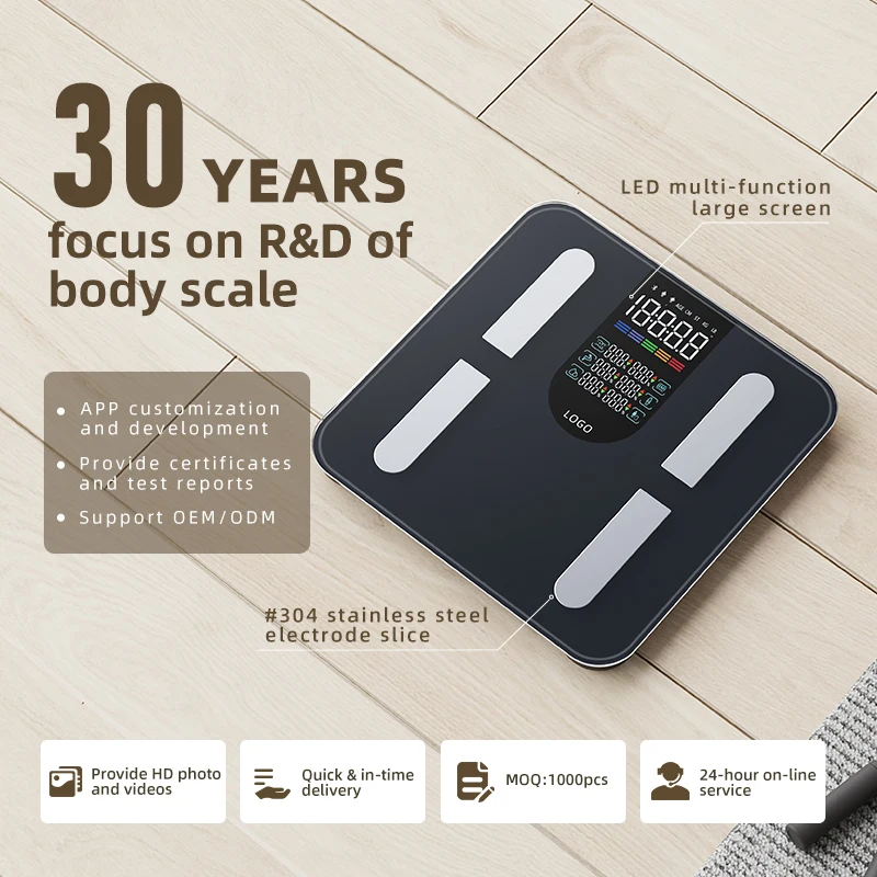 Factory Price Weighing Scale 227 KG Professional Digital Scale Body Fat Smart BMI Scale With Smart Dual Android Ios System