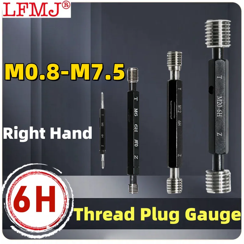 1pcs 6H M0.8-M7.5 Steel Metric Screw Standard  Fine Thread Plug Gauge High Quality wholesale  Measuring Tool M1M2M3M3.5M4M5M6M7