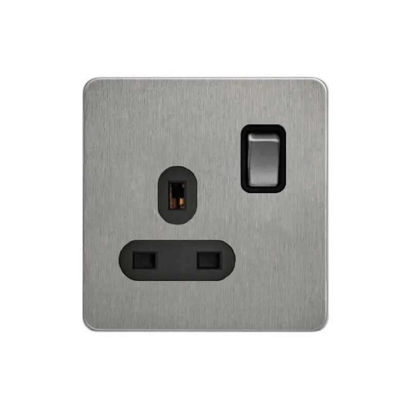 Niva UK sockets wall switches stainless steel Nickel panel light switch Universal home socket