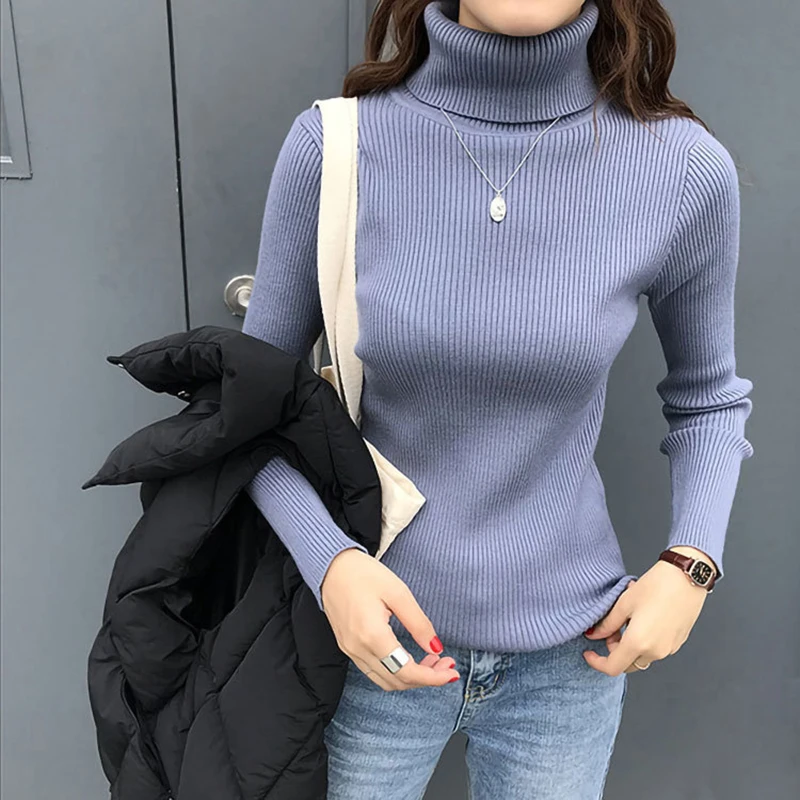 Jocoo Jolee Autumn Winter Turtleneck Sweater for Women Elegant Harajuku Slim Pullover Knitting Tops Casual Solid Jumpers