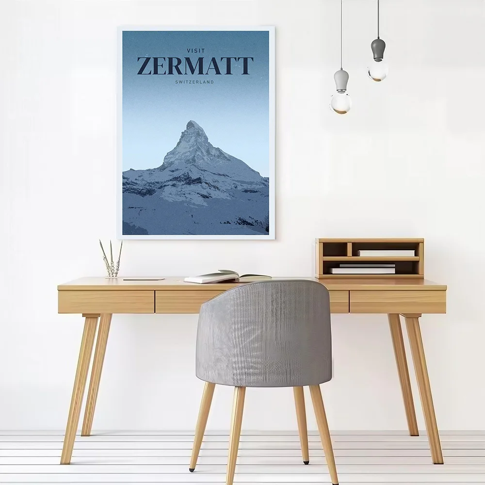Visit Zermatt Canvas Wall Art Poster Custom Photo Print Modern Painting for Fans Vintage Decor Living Room Gamer Decoration Home