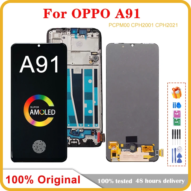 6.4'' Original AMOLED For OPPO A91 LCD PCPM00 CPH2001 CPH2021 Display Touch Screen Digitizer For OPPO A91 LCD Screen Replacement