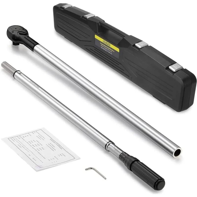 

1-Inch Drive Click Torque Wrench, Dual-Scale Adjustable Torque Wrench Set with a Hex Key 200-1000ft.lb / 271-1356.7Nm