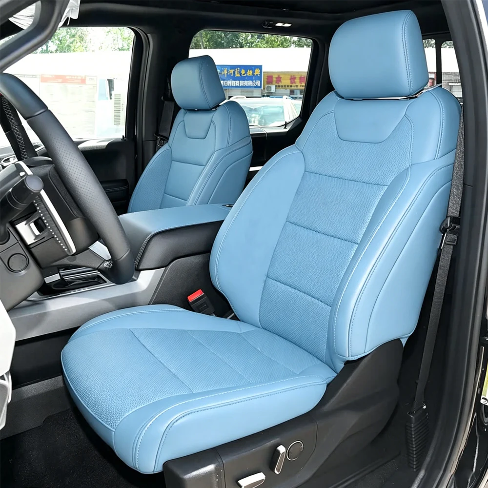 

Чехлы на сиденья для Ford F150 2017-2019 из искусственной кожи, полный комплект, защитные накладки, стайлинг для автомобиля