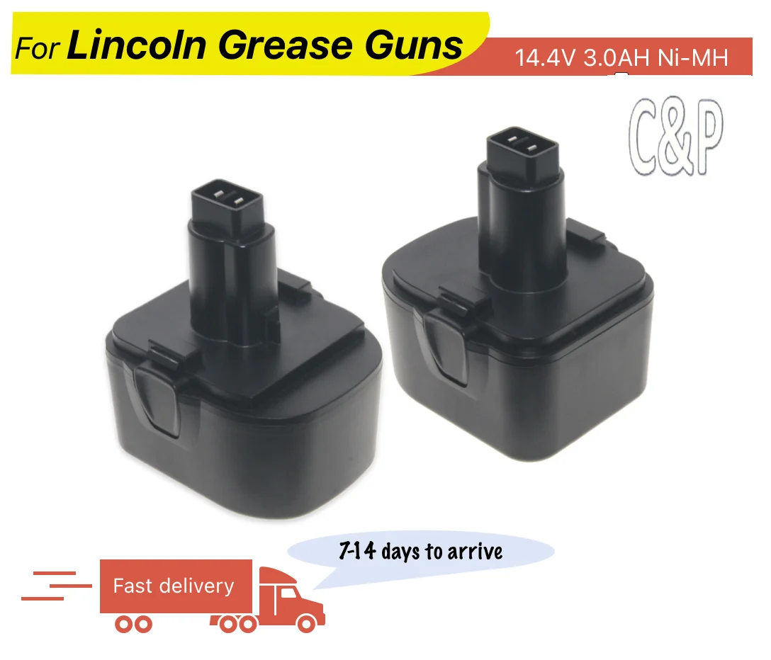 

C&P For Lincoln Grease Guns 14.4V Battery Pin 3.0AH Ni-MH 2PCS Replacement Battery Models 1400 1442E 1444E