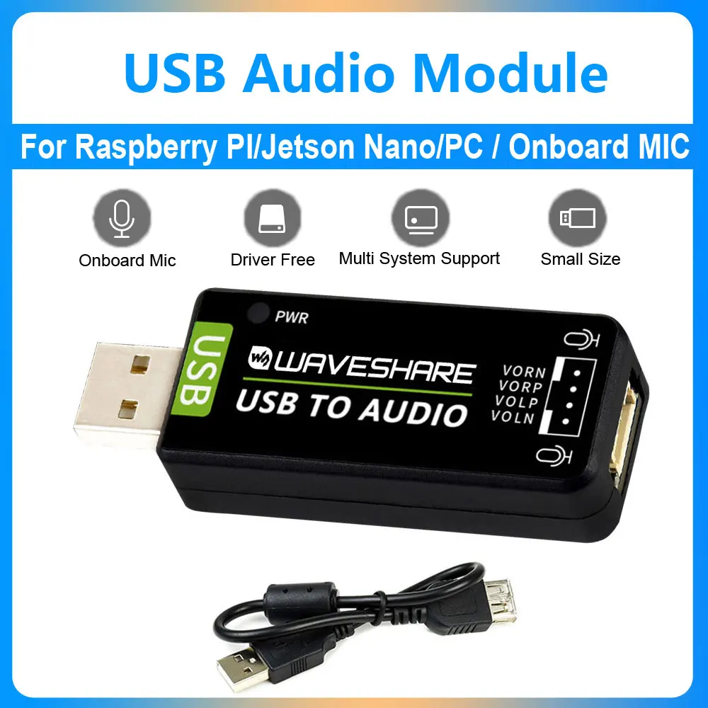 Picture 3: USB Audio Module Driver Free USB-A stereo codec Onboard microphone and speaker interface For Raspberry PI/Jetson Nano/PC