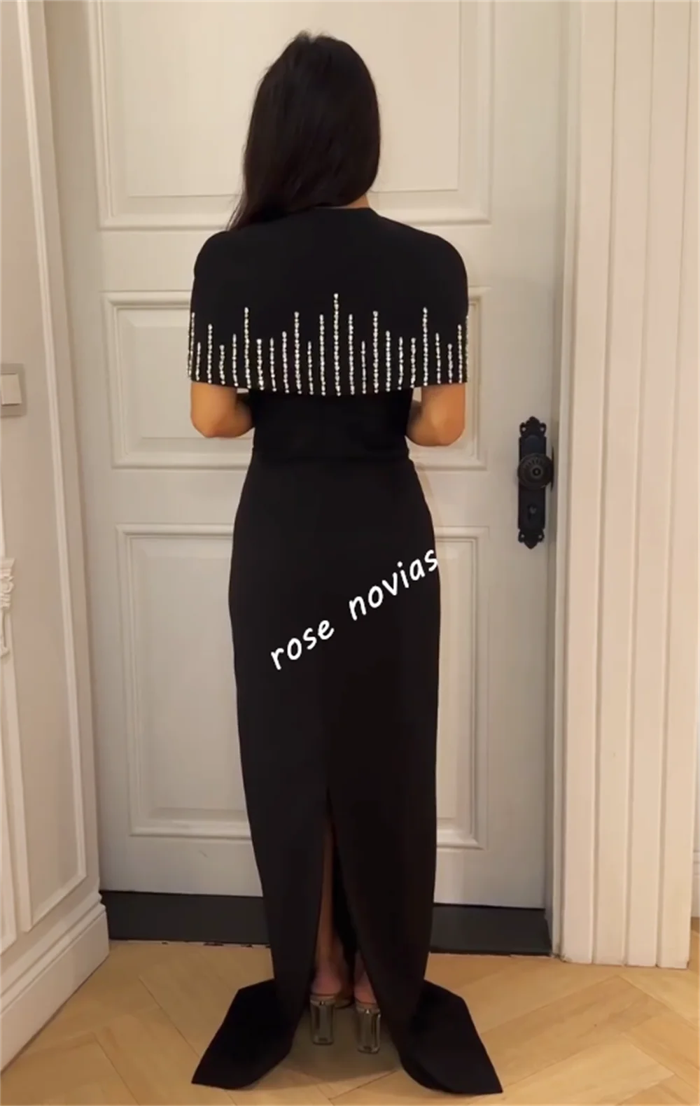 Customized Jersey O-Neck Shawl With Rhinestone Long Dresses Bespoke Occasion High Quality Evening Dress Elegant Party Wedding