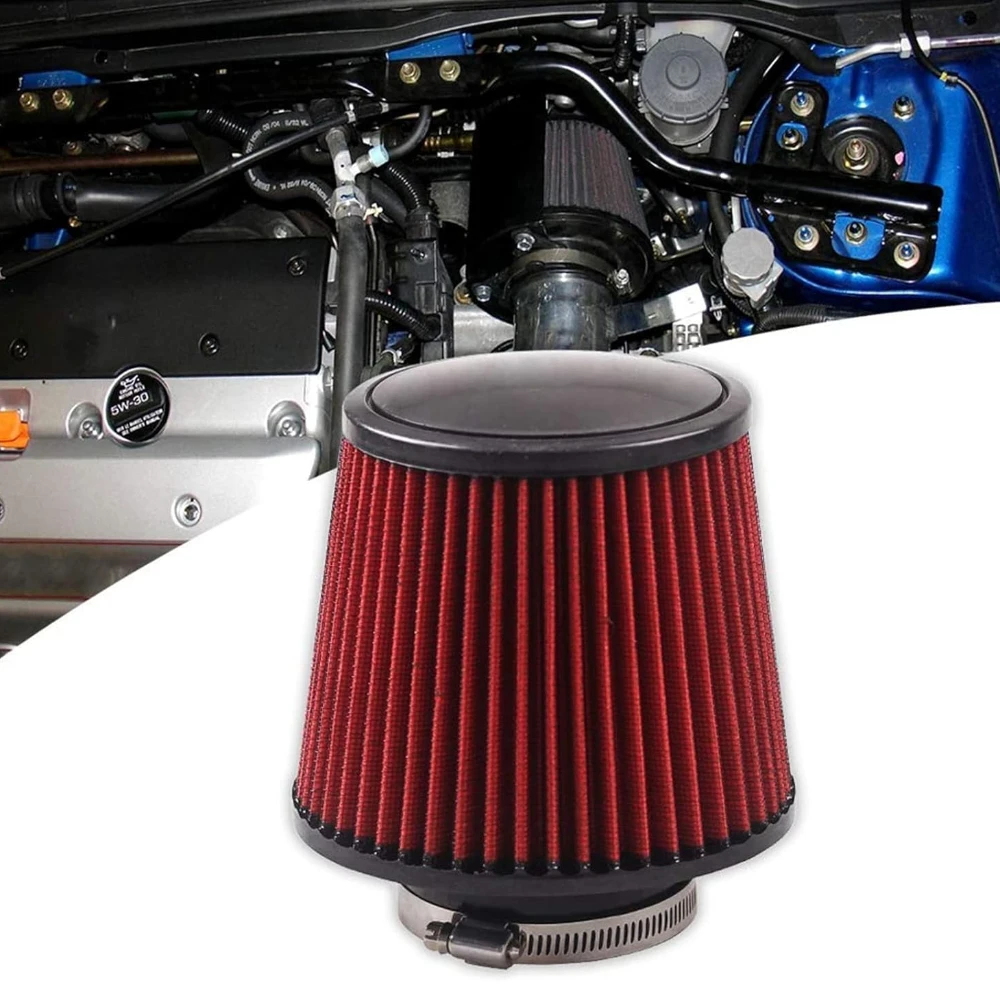 

76mm 3" High Flow Round Tapered Cone Closed-Top Cool Air Filter Cleaner