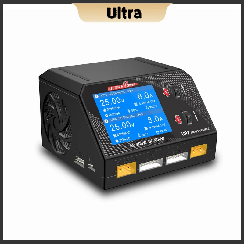 Ultra POWER UP7 400W 10A Battery Charger Dual Channel AC 200W / DC 2x200W  Smart Balance Charger Discharger