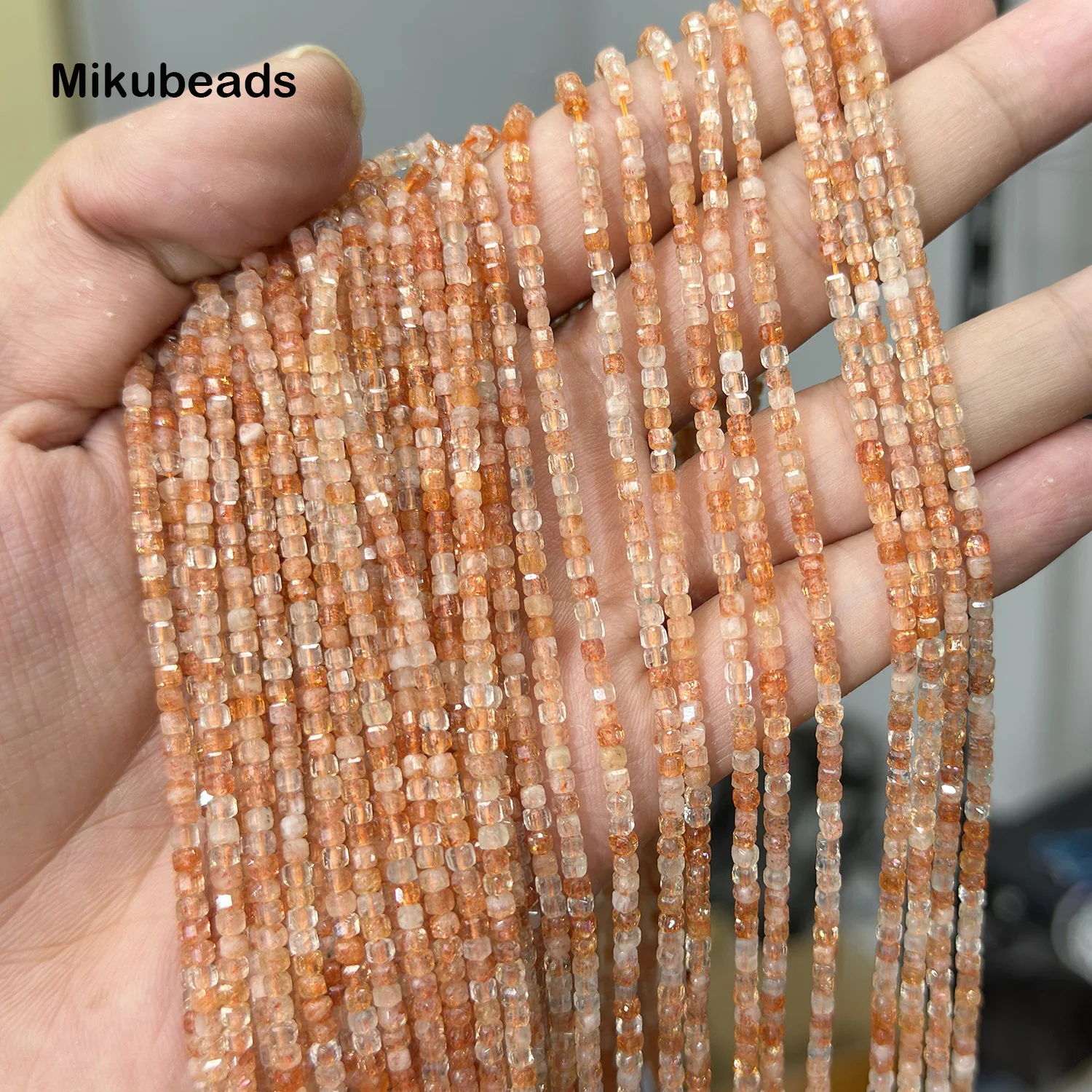 Wholesale Natural 2.4mm Gold Sunstone Square Loose Beads For Jewelry Making DIY Bracelets Necklace Free Shipping