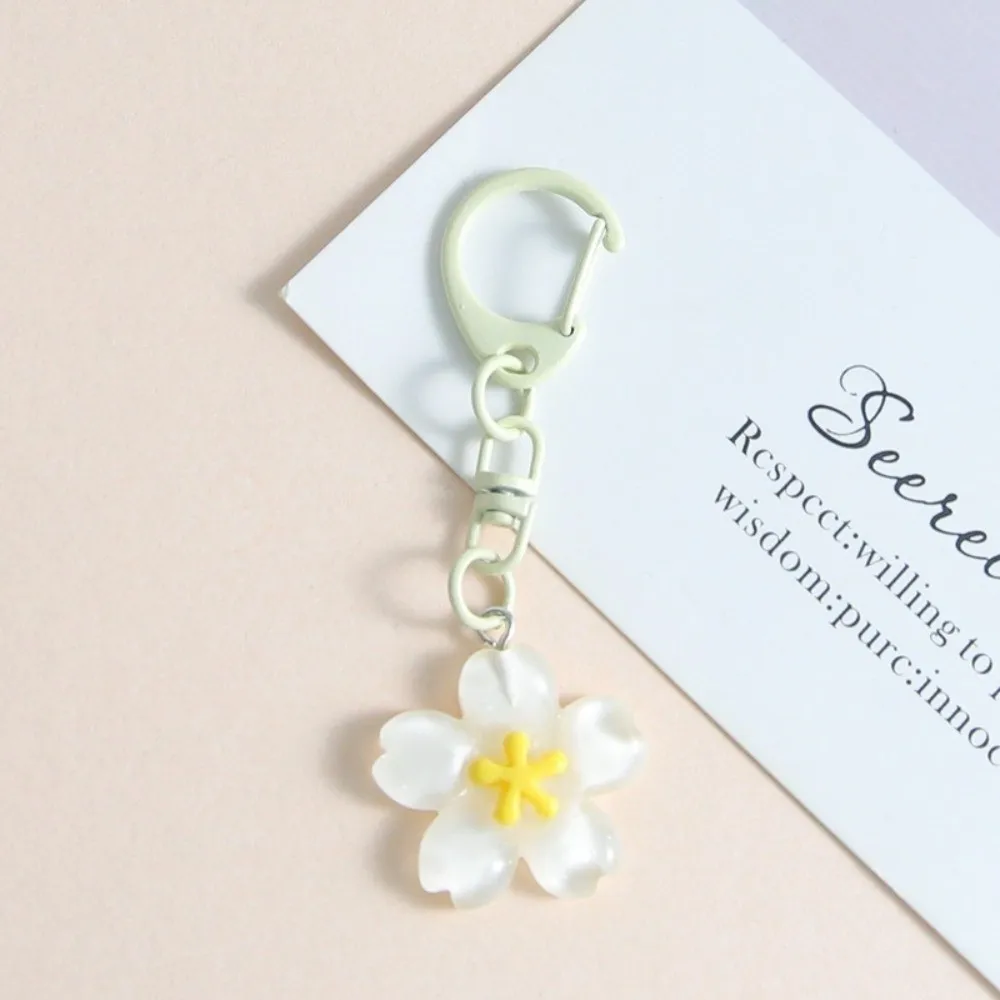 Cute Resin Cherry Blossom Keychain Colorful DIY Floral Car Key Ring Jewelry Accessories