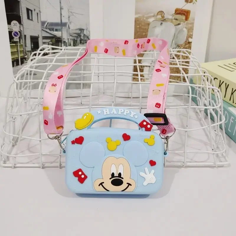 Disney Children Shoulder Bags Mickey Mouse Minnie Cartoons Crossbody Bag Girls Coin Purse Silica Gel Waterproof Small Square Bag image 6