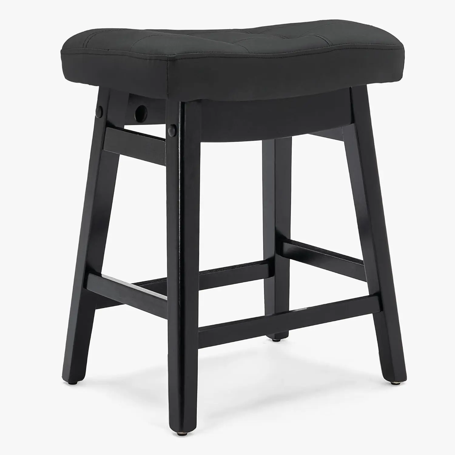 

Counter Height Bla Bar Stool For Kitchen Counter Modern Backl Barstool With Upholstered Faux Leather Seat And Solid Wood Leg