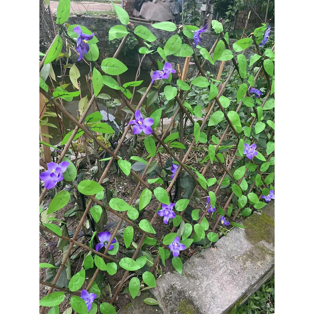 Pagar Simulasi Pagar Teleskopik Bunga Palsu Daun Hijau Pagar Kayu Daun Ivy Palsu Buatan untuk Bangunan Dekorasi Taman