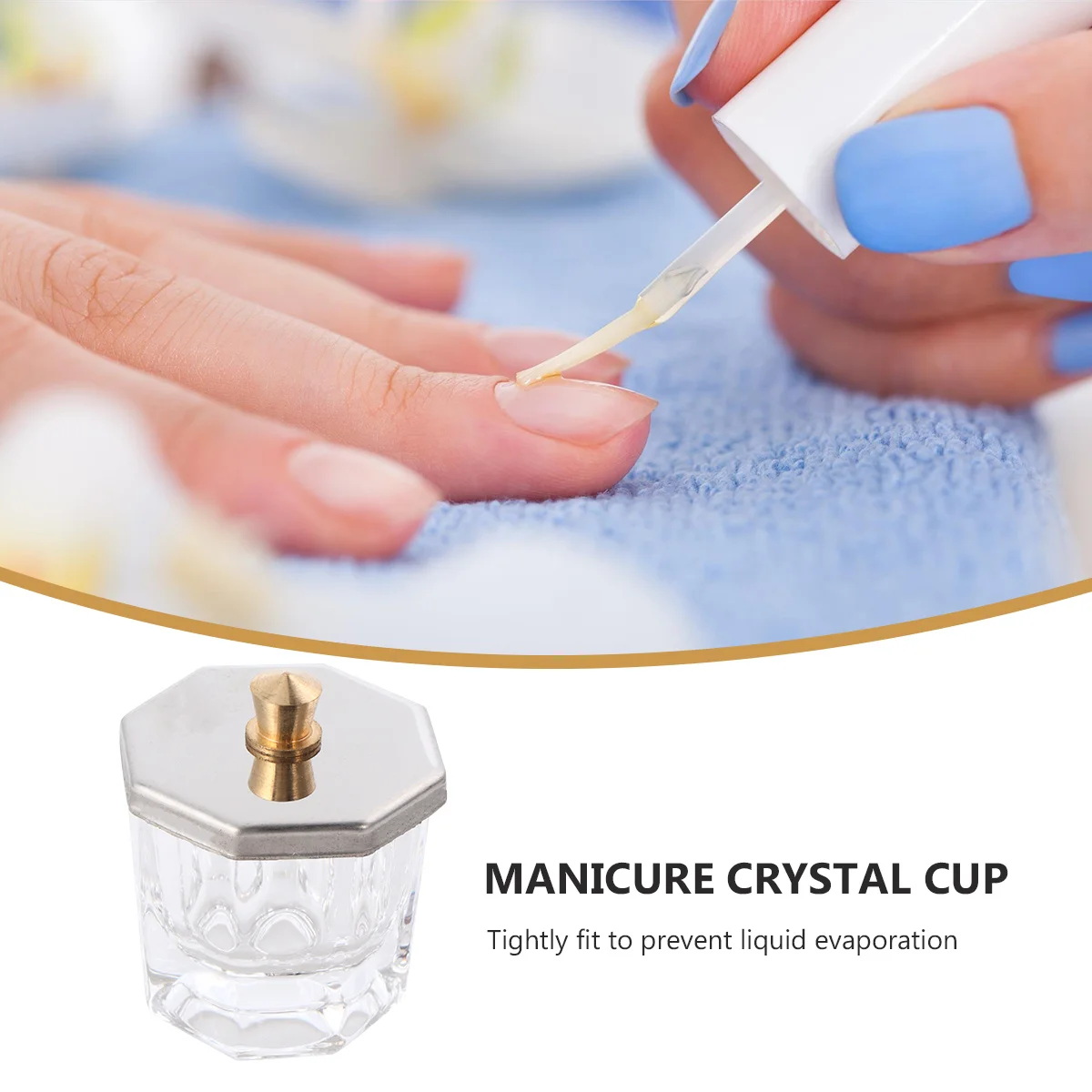 2pcs Crystal Nail Cups With Lids Clear Mini Glass Containers For Acrylic Liquid Powder Mixing Nail Art Tools