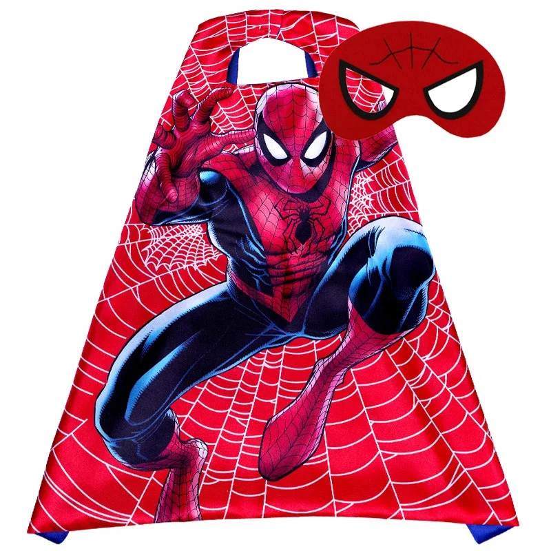 Disney Marvel Masquerade Mask Cape Spiderman Cloak Iron Man Hulk Cloak 70cm×70cm Marvel Characters Cosplay Child Party Gift