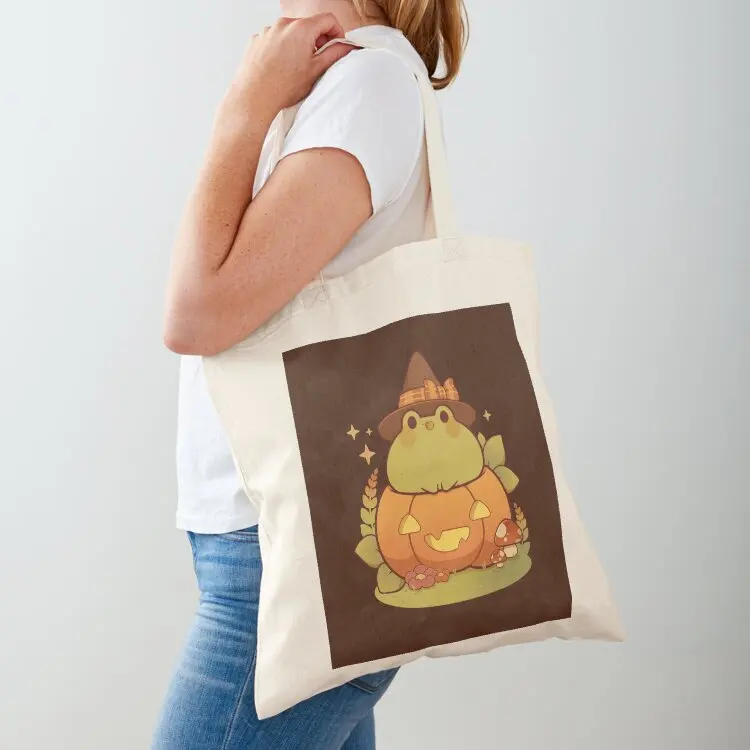 

Halloween witch frog Tote Bag canvas tote bag eco pack shopping trolley bag cloth woman