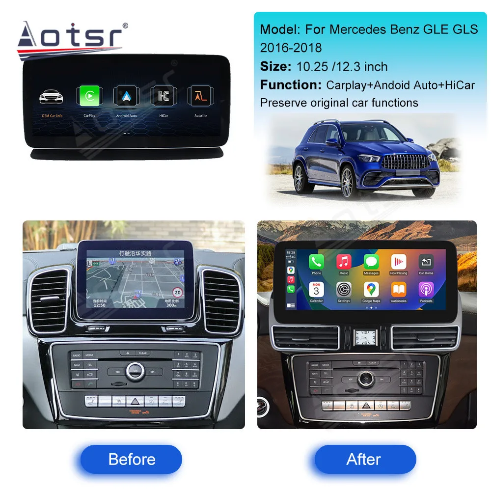 

For Mercedes Benz GLS 2016-2018 Linux Car Radio Wireless CarPlay Android Auto Stereo GPS Multimedia Player Car Headunit NTG4.5