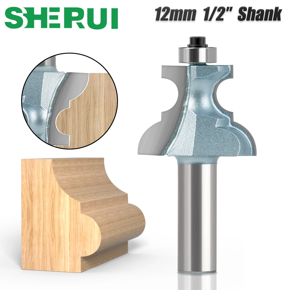 1PC 12mm 1/2′′ Shank Router Bits Edge Moulding Bit Woodworking Tools Line Tool Tungsten Steel Blade