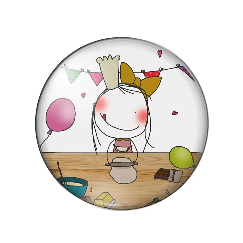 Cartoon Lovely Insprations Girls Drawing 12mm//14mm/18mm/20mm/25mm Round photo glass cabochon demo flat back Making findings