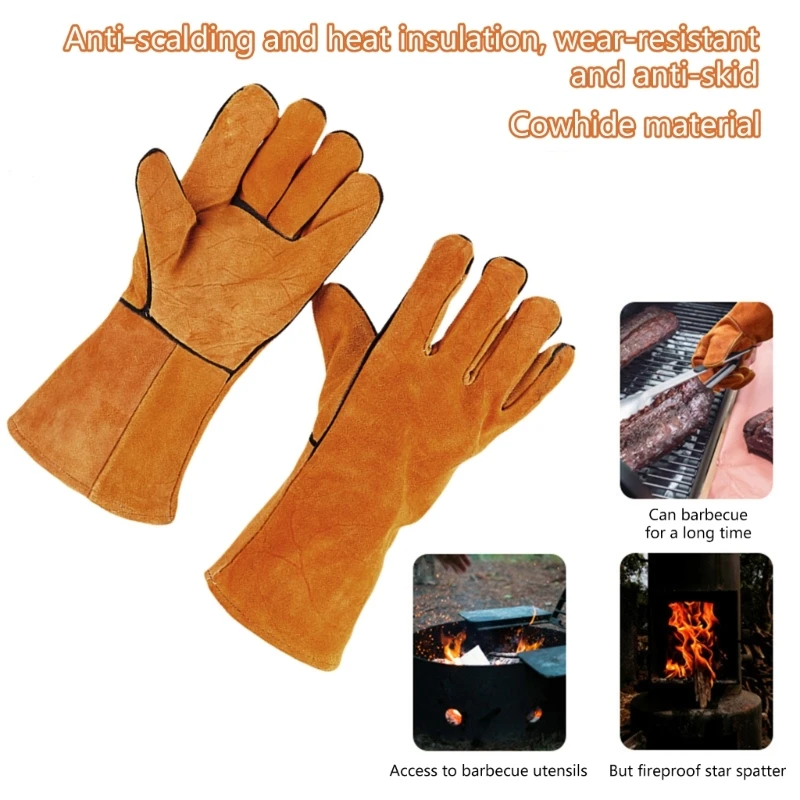 Welding Gloves Heat Resistant Leather High-temperature Resistant Gloves Wholesale