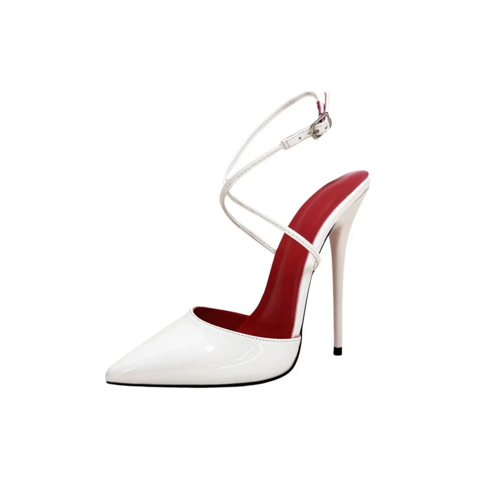 14cm High Heels Sandals,Women Front Cross-tied Straps Summer Shoes,Back Hollow Out Slingbacks,Black,Size 36-46,Custom Colors view 5