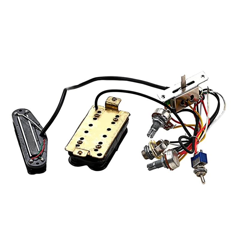 Prewired Guitar Wiring Harness with Dual Hot Rail Humbucker Pickup Set for Strat Squier Tele Electric Guitar Replacement