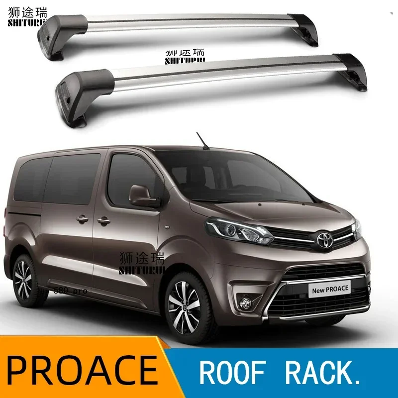 2 pcs For TOYOTA PROACE  2007-2020 roof bar car special aluminum alloy belt lock Led shooting RACK CORSS rack