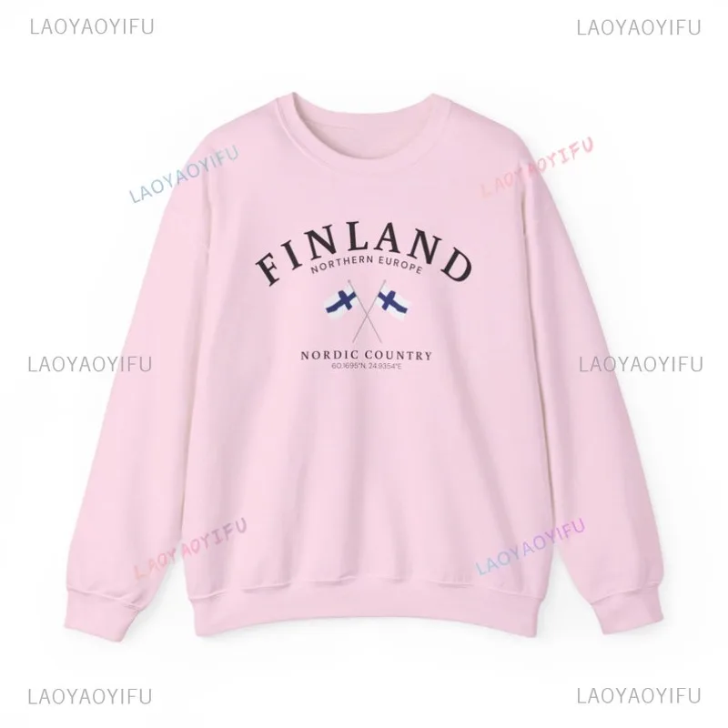 Finland Sweatshirt Finland Crewneck Pullover Unisex Sweatshirt Soft and Comfortable Funny Pattern Hoodie Personalized Clothing