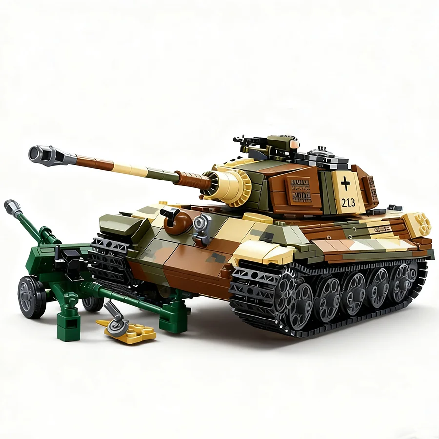 930pcs Sluban 0980 WW2 Military The King Tiger Heavey Tank Army Soldiers Building Blocks Kids Bricks Toys for Boys Gifts