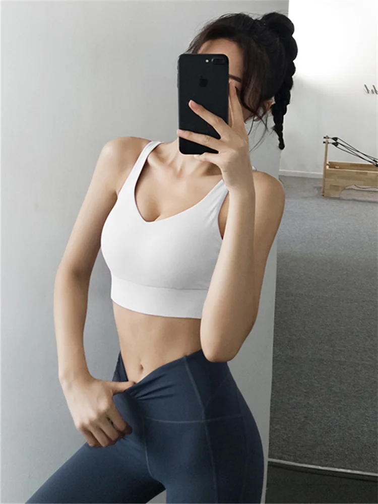 

Спортивный бюстгальтер High Intensity Fitn для женщин, для йоги и бега, предотвращающий провисание, для небольшой груди, V-образный вырез, из нейлонового волокна