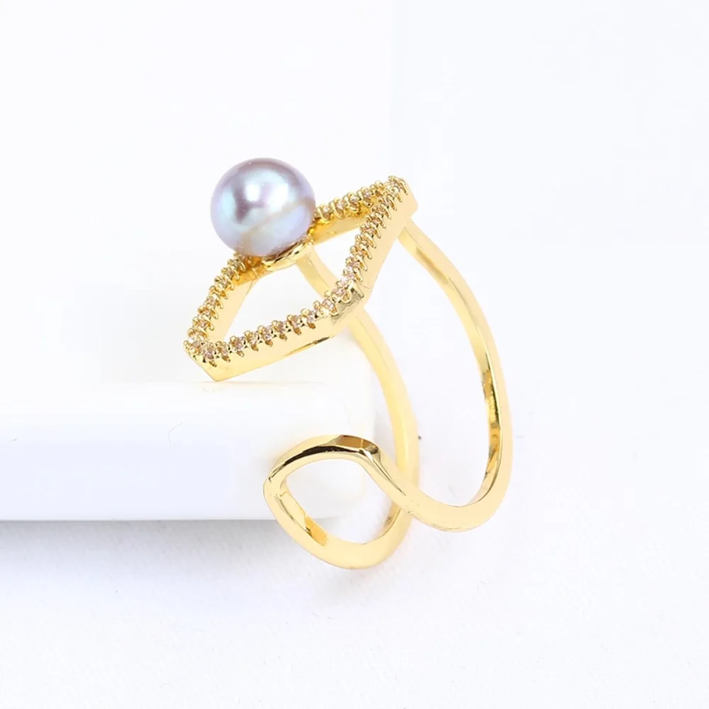 5pcs Adjustable Gold Plated Pearl Ring Settings Findings & Accessories-for Jewelry Making Bulk Wholesale Craft Supplies 6-7mm