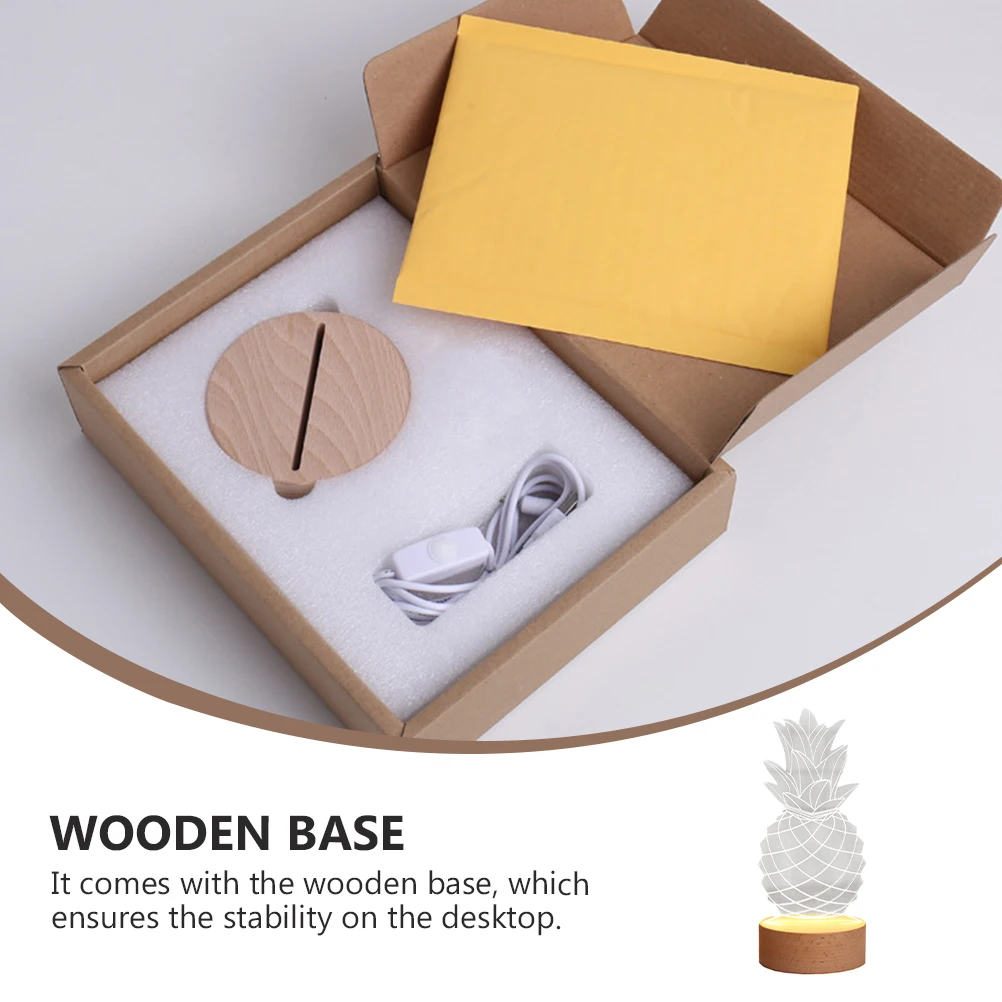 

Pineapple Modeling Decorative For Home Creative Pineapple Wood Base Delicate Night Ornament Bedroom Lamp Decor Fruit Modeling