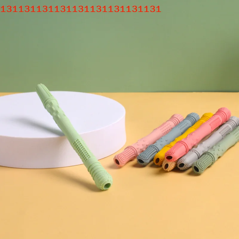 Soft Silicone Hollow Molar Stick for Children, Straw Teether, Newborn Teething Tube, Toy Gift