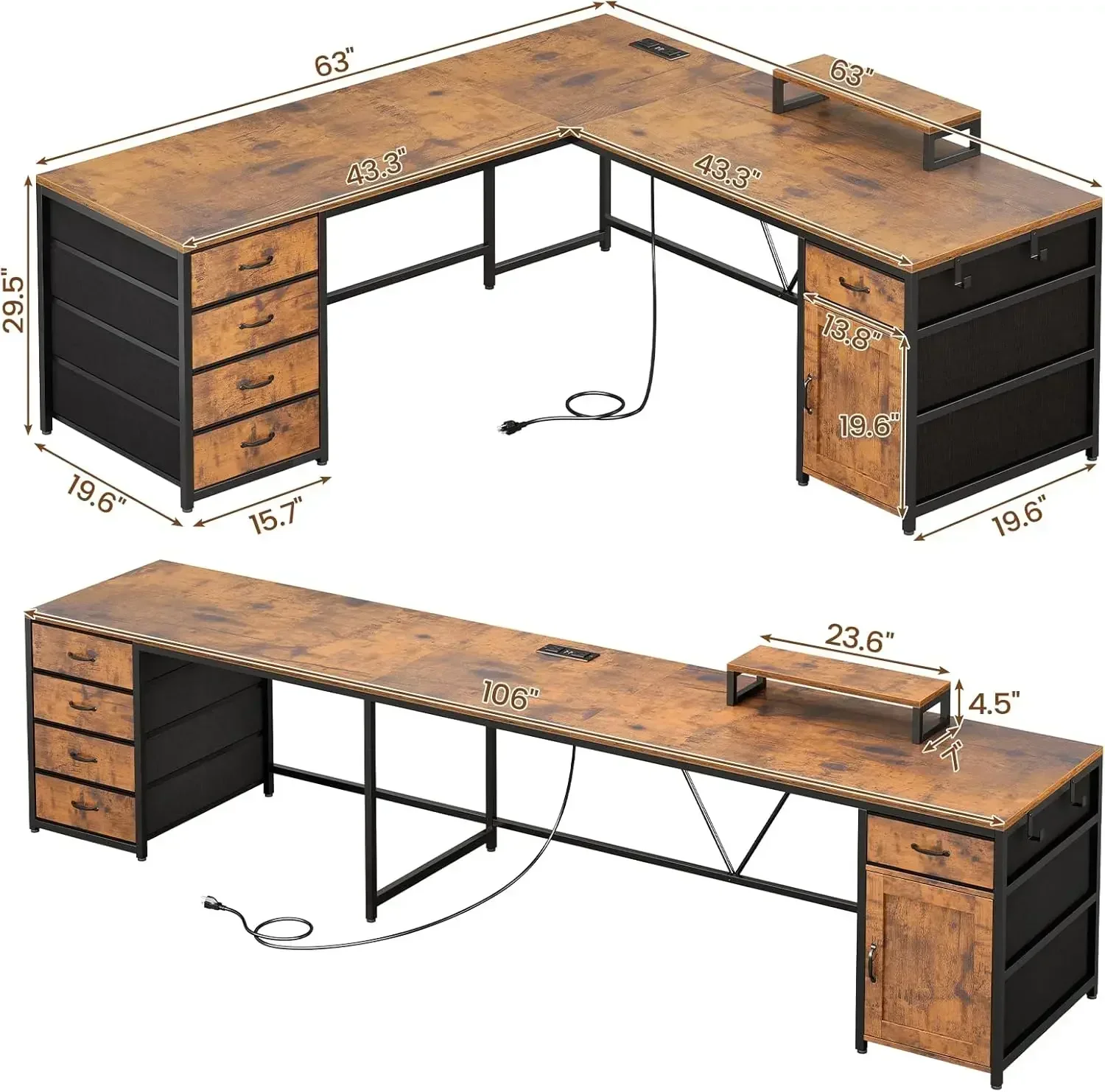 L Shaped Desk, 63