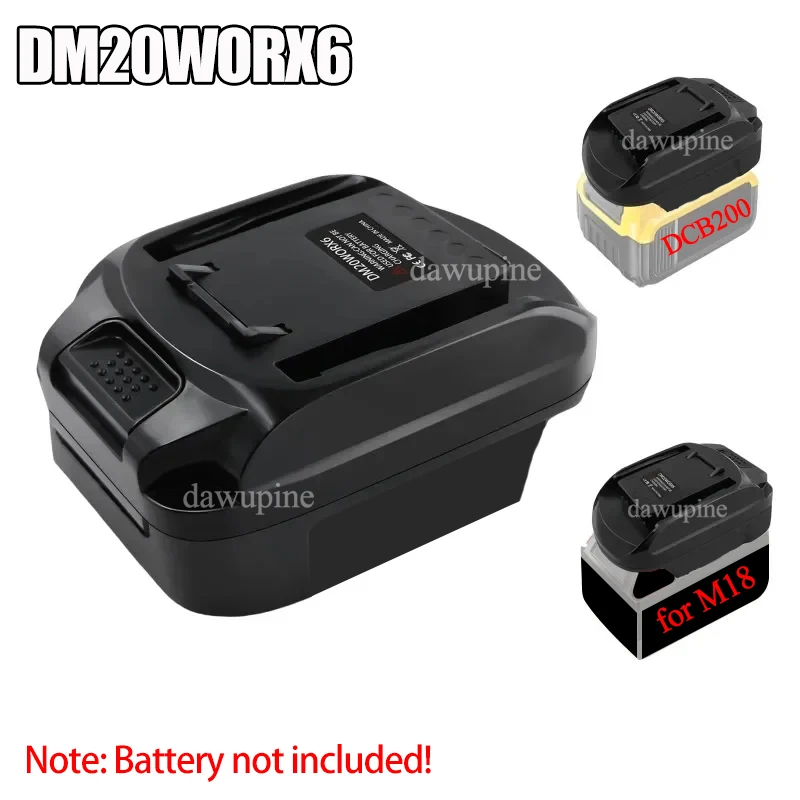 

DM20WORX6 Power Tool Adapter Converter for Milwaukee for M18 for Dewalt 18V 20V Lithium Battery for Worx 20V 6 Pin Power Tools