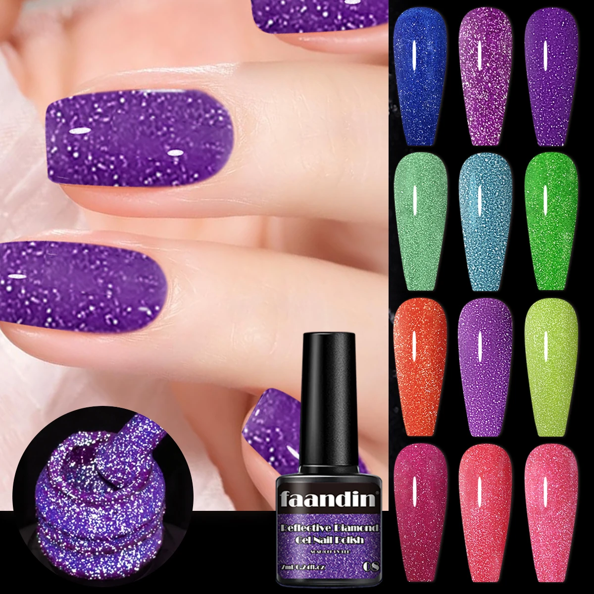 Faandin 10st/set 7ml*10 flessen combo-pakket, fijne glitter diamantgel nagellak, dikker aanbrengen voor betere resultaten, stralend helder onder licht, een zeer modieuze en populaire nagellakgel, volledige kleur, sterk en langdurig, gemakkelijk te verwijderen nagellak voor mama, UV-partij, uv-lampje, een noodzakelijk te verstop met een noodzakelijk gevoel voor een middelbare resultaten, uv-inst