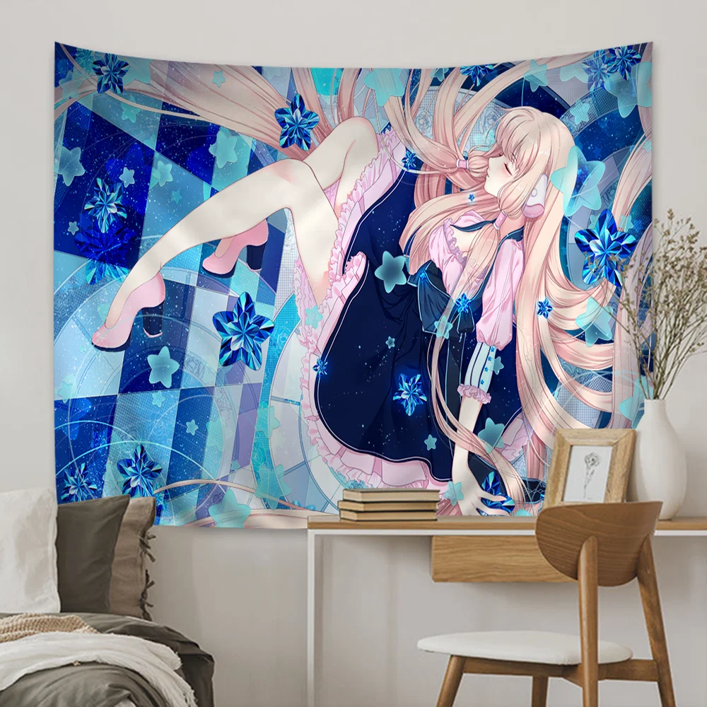 Anime Chobits Printed Large Wall Tapestry Hanging Tarot Hippie Wall Rugs Dorm Home Decor