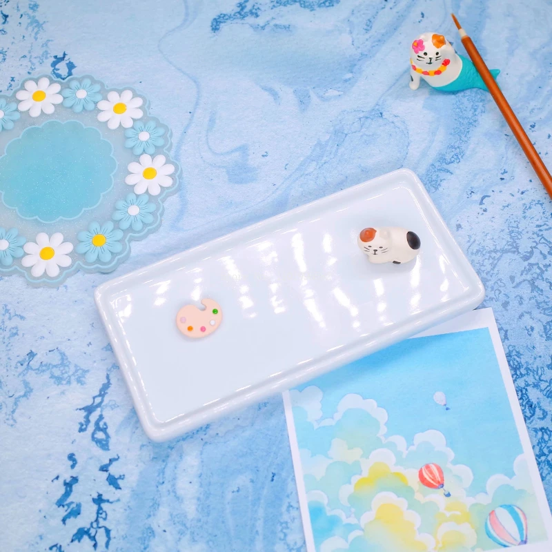 

Белая фарфоровая акварельная палитра, обучающее искусство, студенты живописи и рисования, раскраска, портативный инструмент для регулировки цвета