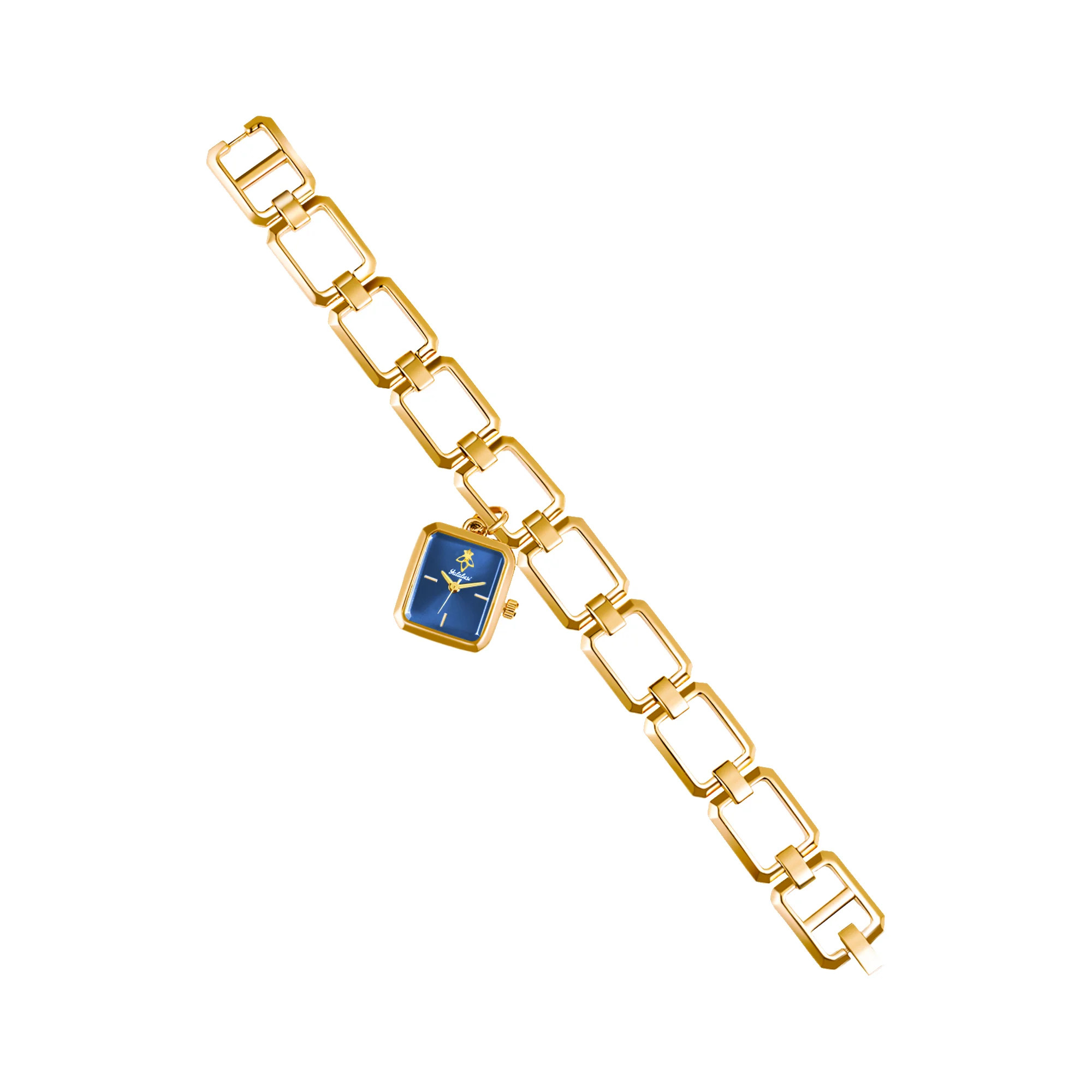 YaLaLuSi-reloj de cuarzo para mujer, pulsera de lujo, informal, a la moda, con carcasa dorada, color azul, el más nuevo