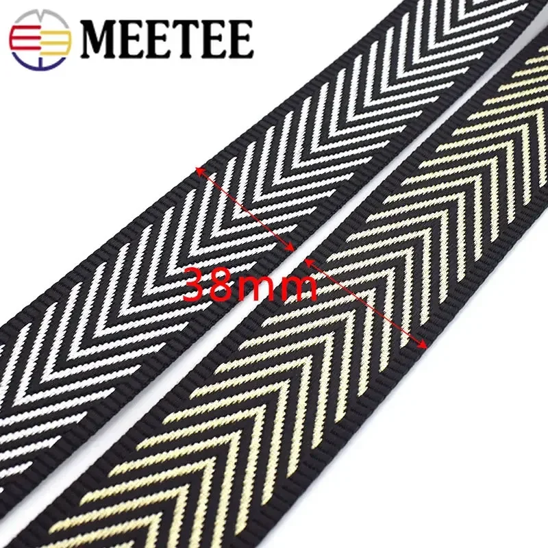 Cinta de correas Jacquard Meetee de 2/5 metros, cinta decorativa de nailon de 38mm, correa para bolsa, cinturón de seguridad, mochila, ropa, accesorios de costura DIY