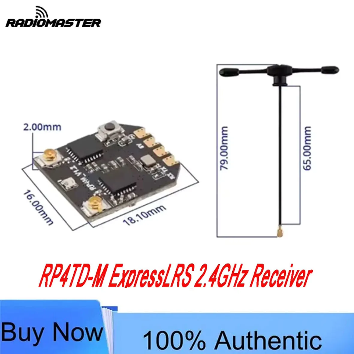 Radiomaster RP4TD-M ELRS 2.4GHz Mini RX - True Diversity Dual-Antenna, Fast Response Low Latency for Smooth FPV Flight
