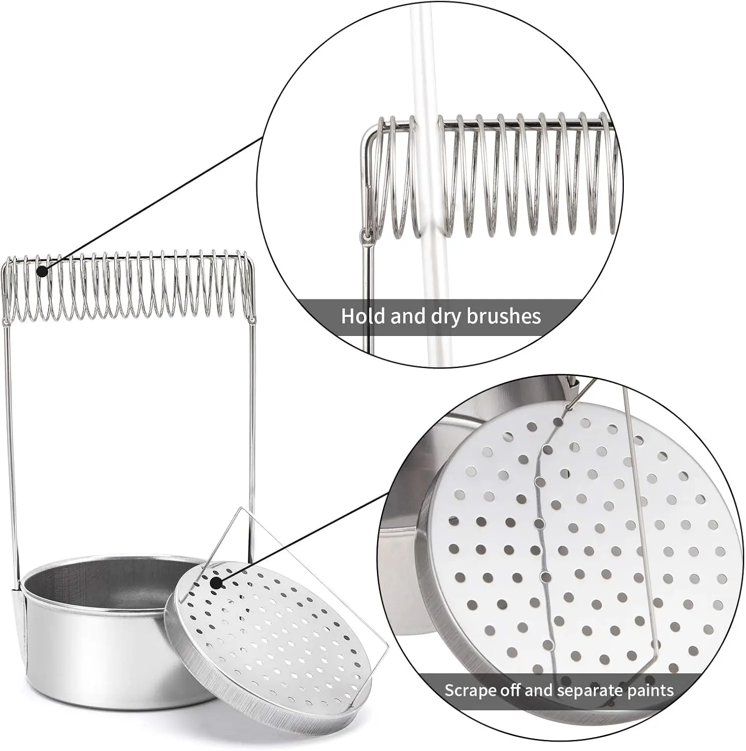 1pc Edelstahl Einzel/Doppel Löffel Palette Tasse Öl Behälter Farbe Megilp Terpentin Lösungsmittel Behälter mit Schraube kappe – Detail 5