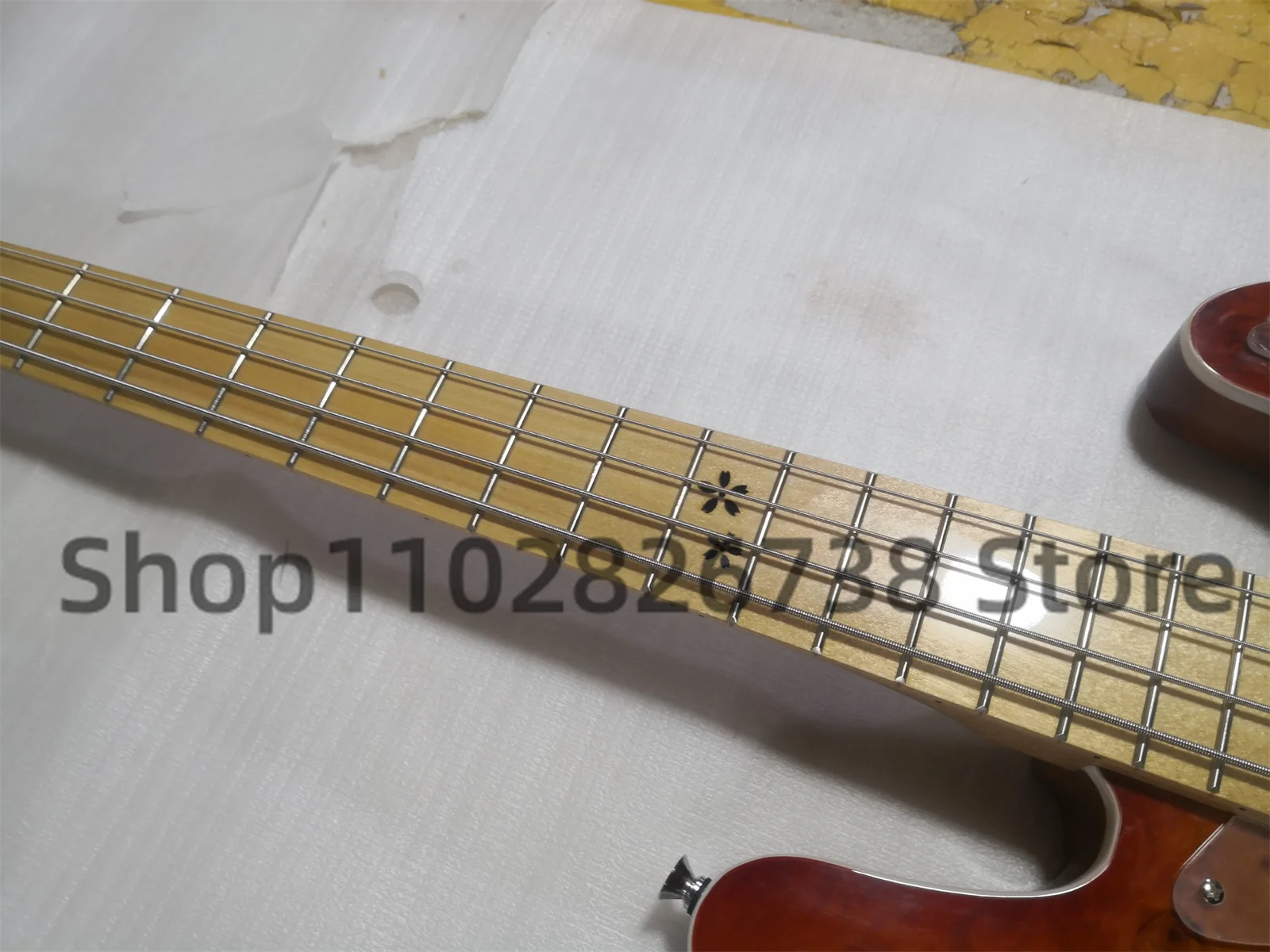 4 String electric bass BACCH bass Ash wood body Burl Maple top Maple fingerboard High quality bridge acrylic boardfactory custom