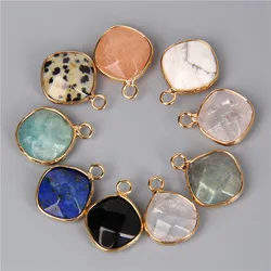 2pcs Natural Stone Pendant Faceted Labradorite Agates Charm Connector for Jewelry Making Necklace Accessorie Gift for Women