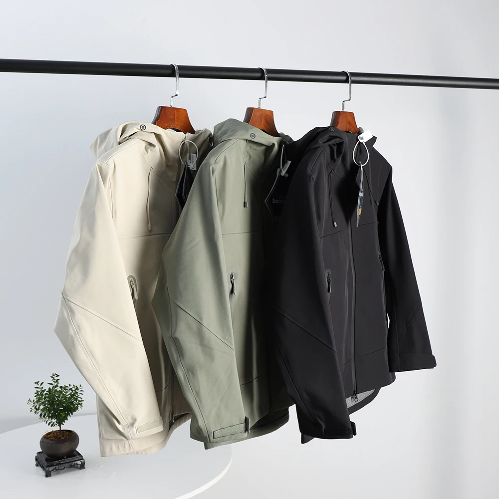 

Waterproof Windproof 3D Tailored Men's Casual Hooded Soft ell Jaet Coat Outdoor Autumn Winter Polyester Spandex Blend