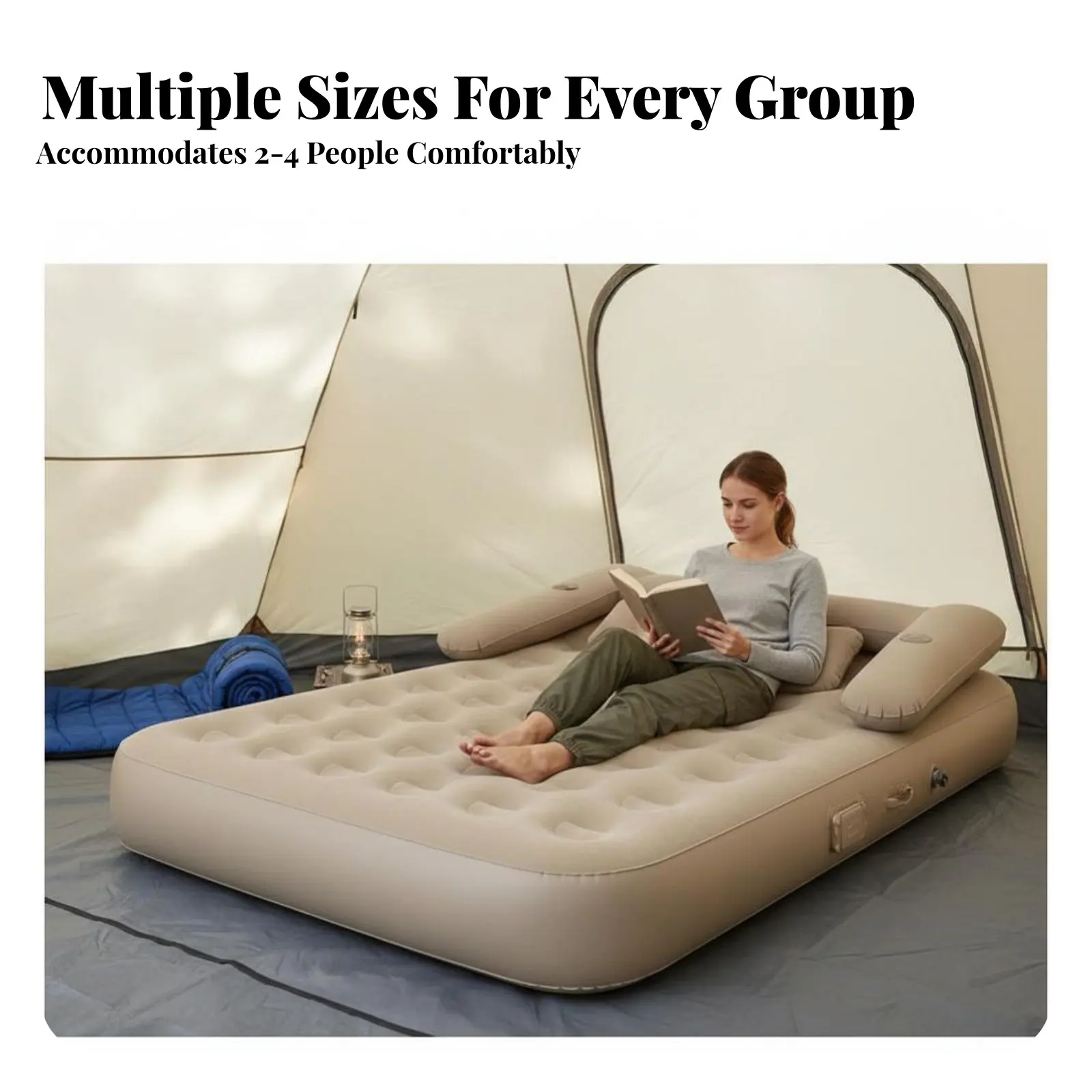 

Inflatable Mattress with Backrest, Automatic Air Bed, Built-in Pump, Portable Camping Sleeping Pad, Home Floor Use