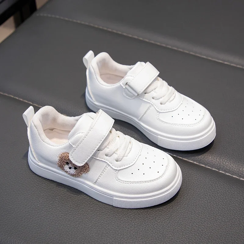 Baby Girl Shoes Platform Little Boy Running Shoes 2026 New Cute Furry Bear Pattern Children Sneakers Flat Heel Kids Tenis Shoes